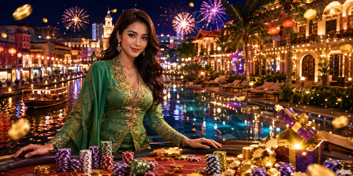 Suasana permainan kasino blackjack semasa Hari Raya di Melaka Malaysia